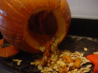 Gutting a pumpkin